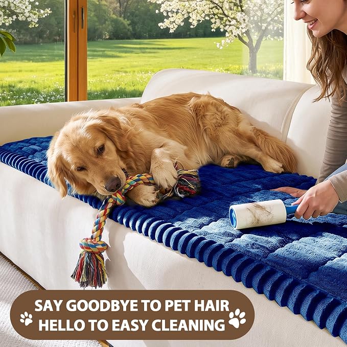FUANGUI Waterproof Couch Cover Sofa Cover for Dogs and Pets Sofa Protector | Non-Slip Washable Fuzzy Soft Cat Bed Sofa Slipcover for 2-3 Cushion Couch Sofa Pet Friendly, Navy Blue, 27.6" x 59.1", 1 pcs