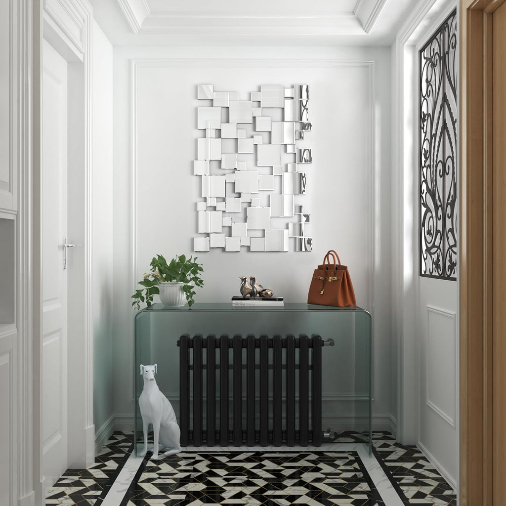 KOHROS Large Silver Wall Mirrors Decorative 48×32 Inch Modern Art Geometric Patchwork Mirror for Wall Decor, Living Room & Entryway Decor, 3D Space - Extending Wall - Mounted Mirror