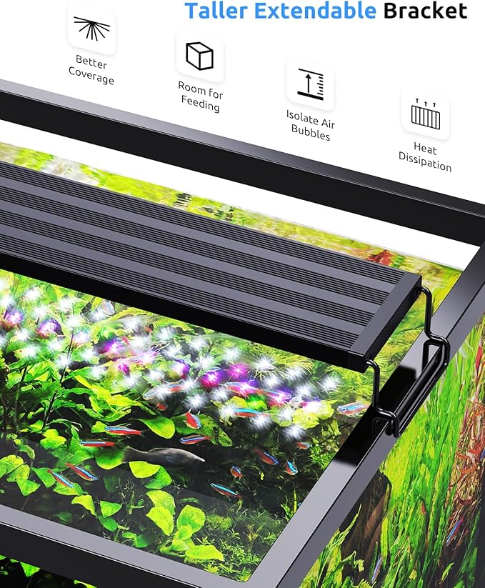 SEAOURA Aquarium LED Light for 36-42in Freshwater Tank, Full Spectrum Aquarium Light for Plant Growth, 6H/8H/12H Timer, WRB 3 Channel Customizable, 10 Brightness & 11 Colors, Adjustable Bracket