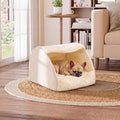 LATIBELL Indoor Puppy House Foldable Pet Tent Cave Bed ，White | Foldable Indoor Dog House With Removable Washable Soft Cushion, Covered Cave For Small Puppy
