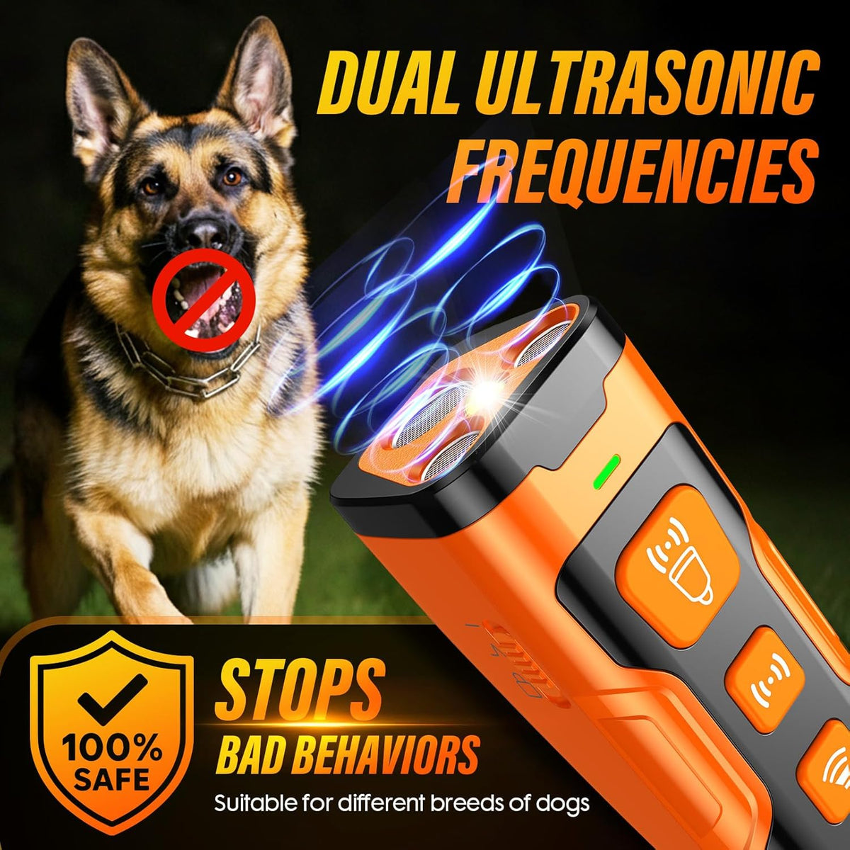 Dog Bark Deterrent Device, 3X Ultrasonic Anti Barking, 6 Training Modes 23 FT Range Barks No More Indoors Outdoors Behavior Correct Safe & Humane Rechargeable Compact Bark Control for Dogs