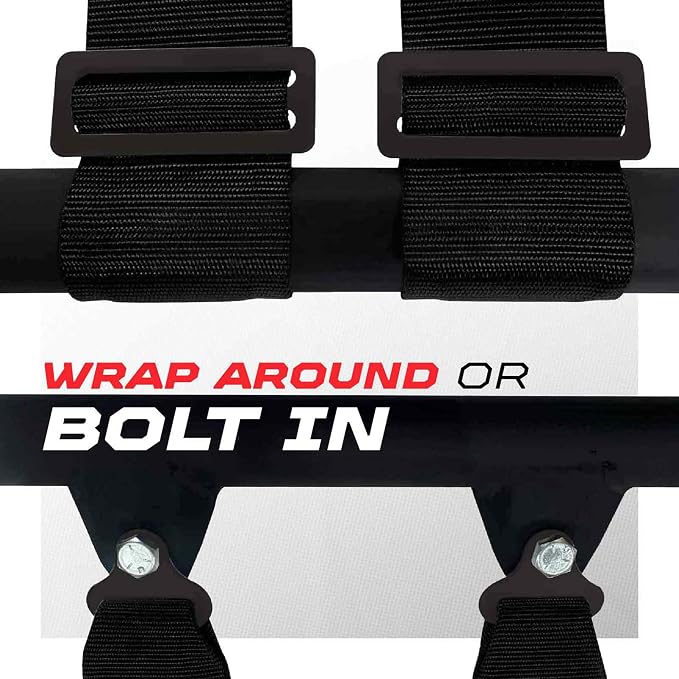 1pc 50 Cal Black 4 Point Harness 3in Straps, Racing Harness Seat Belt | Ultra Kush padding, Push Button quick release hardware. Universal Fit for UTV, RZR, race car.