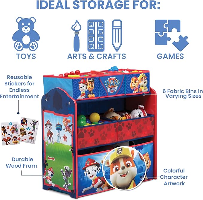 Delta Children Design & Store 6 Bin Toy Storage Organizer, Nick Jr. PAW Patrol