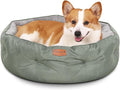 Dual-Sided Pet Bed for Medium Dogs & Large Cats, Reversible Dog Bed with Warm Plush & Cool Oxford Fabric, Ultra-Comfort Supportive Washable Cat Bed, Non-Slip Bottom, Grey 25x25 Inch