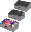 Geyecete 3 Pack Large dog toy bin dog toy box storage box - Foldable Fabric Trapezoid Organizer Boxes with Handle for Dog Toys (Snow Gray-DOG)
