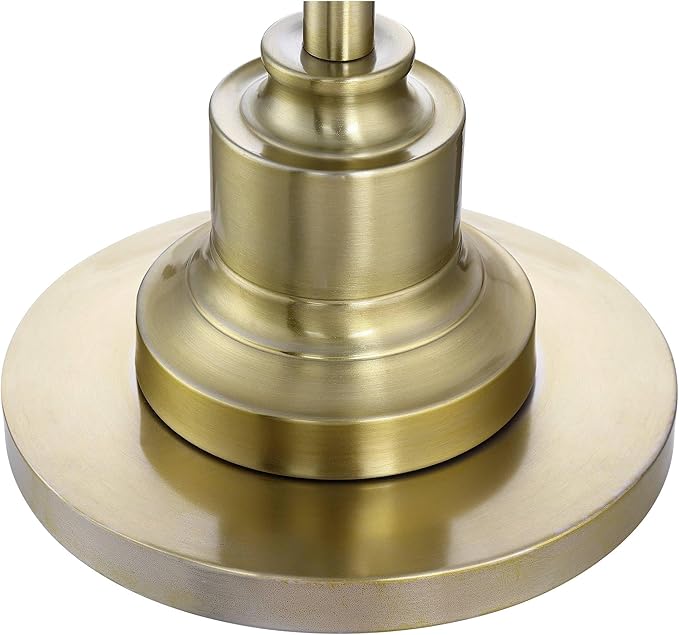 360 Lighting Spenser Traditional Floor Lamp Standing 58" Tall Brushed Antique Brass Gold Metal Thin Column Off-White Linen Fabric Empire Shade for Living Room Reading House Bedroom Home