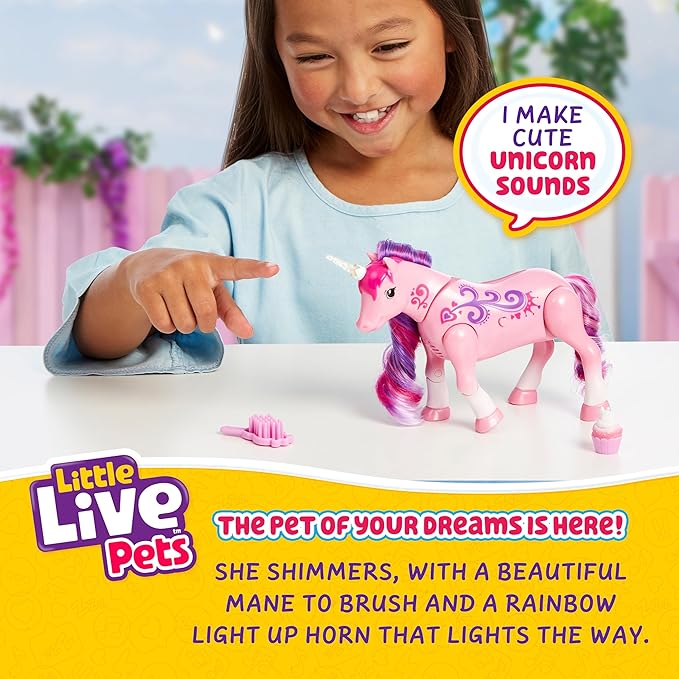 Little Live Pets Sparkles The Unicorn Toy, Musical Dancing Pony Toy with Light Up Rainbow Horns, Interactive Animal Toys for Kids of Ages 5+