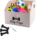 Geyecete Big Dog Toys Storage Bins Canvas Foldable Fabric Trapezoid with metal handles pet Baskets,Can be Personalized,Storage Bin Large toy box Organizer-KhakiStripe