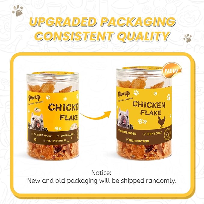 PAWUP Chicken Jerky Crisp Flakes for Dog Treats, 1% Taurine Added, 6oz (170g), Chip Jerky, High Protein Chicken Dog Training Rewards, Rawhide-Free, Gluten-Free