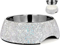 SlowVibes Bling Stainless Steel Dog Cat Bowl, Detachable, 7 oz | Rhinestone metal food or water bowl for small dogs and cats, rust-resistant non-slip puppy dish, sparkle pet essential
