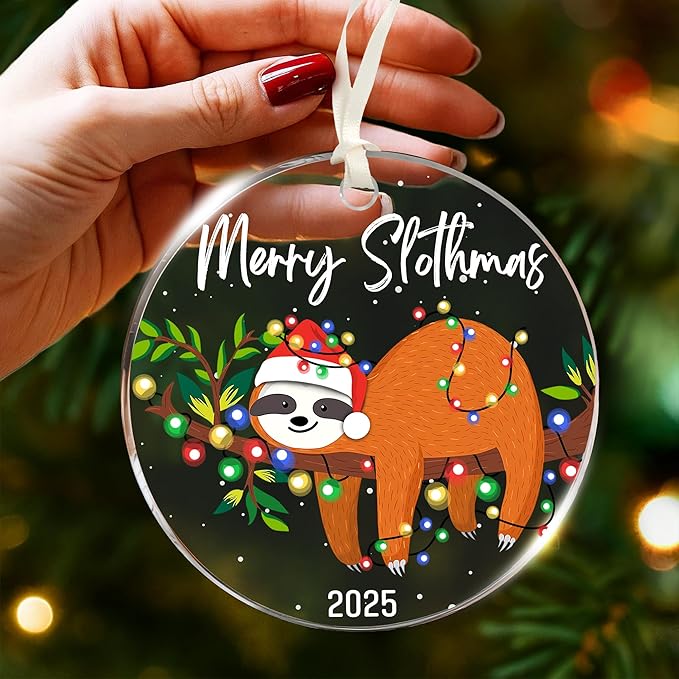 Sloth Ornaments for Christmas Tree - Unique Sloth Gifts for Kids and Women, Best Themed Decor Enhancing Festive Cheer, Ideal Gifts for Sloth Lovers, Perfect Ornaments for Christmas Decorations