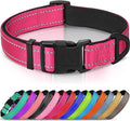 Joytale Reflective Dog Collar,Soft Neoprene Padded Breathable Nylon Pet Collar Adjustable for Medium Dogs,Hotpink,M