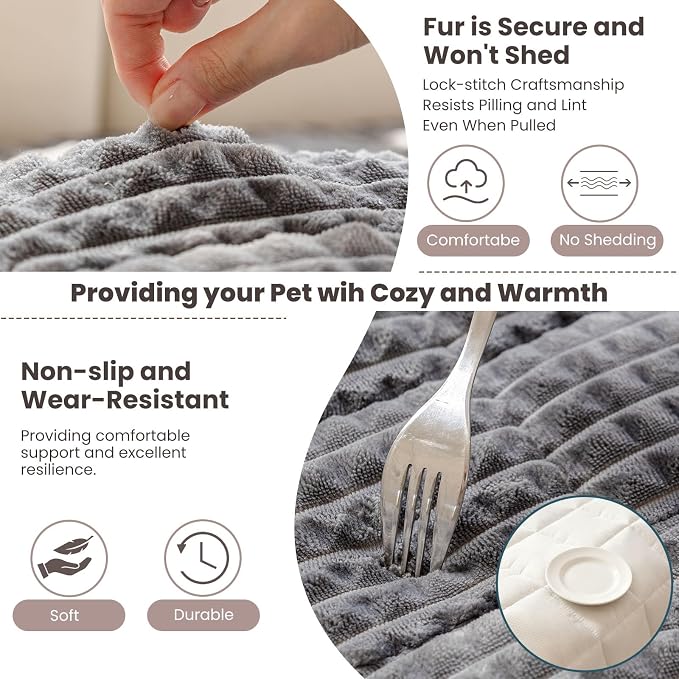 Couch Cover for Dogs Washable, Non Slip Couch Covers for 3 Cushion Sofa Pet Friendly, Fuzzy Pet Couch Cushion Covers for Dog,Thick,Soft for Sofa Protector (Dark Gray, 27.6" x 82.7"/70 x 210cm)