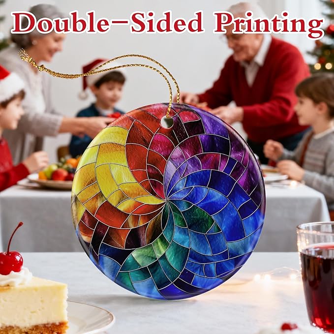 Rainbow Spiral Ornament, Christmas Ornaments, Christmas Decorations for Tree, Colorful Holiday Decor Gifts for Friends & Art Lovers, Gift Exchange & Gift Idea, Giftbox Included