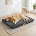 Patas Lague Orthopedic XL Dog Bed Large Sized Dog 42''X28'', Soft Waterproof Egg Crate Foam Large Pet Crate Beds Mat with Removable Washable Cover and Non-Slip Bottom, Dark Grey