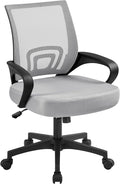 Yaheetech Ergonomic Office Chair Mid Back Computer Chair Mesh Desk Chair with Lumbar Support Armrest Executive Rolling Swivel Adjustable Task Chair for Adults, Grey