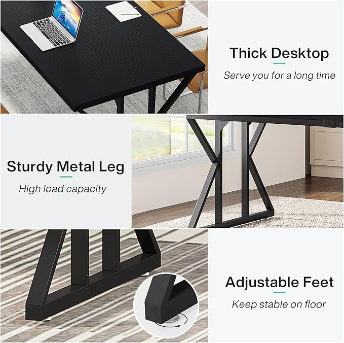 Tribesigns 78.7-Inch Executive Desk, Large Computer Office Desk Workstation, Modern Simple Style Laptop Desk Study Writing Table Business Furniture for Home Office (Black, 78.7 Inch)