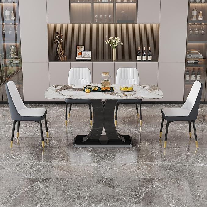 Dining Chairs Set of 2，Modern Dining Chairs, Equipped with PU Leather Backrest Cushions and Black Metal Legs, Suitable for Restaurants, Kitchens, and Bedrooms Dining Room Chairs