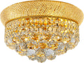 5-Light Crystal Flush Mount Chandelier Ceiling Light Fixture for Living Room Dining Room Bedroom Foyer Entryway Hallway Closet Bathroom (Gold D14)