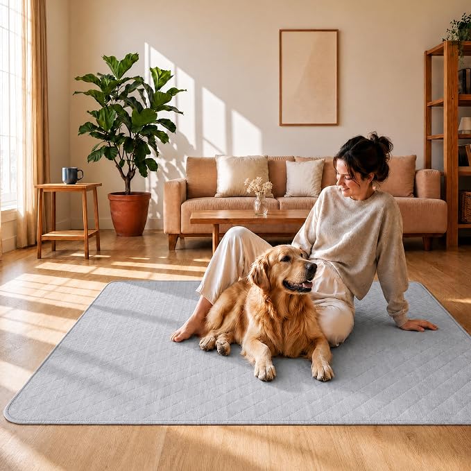 CoolShields Washable Pee Pads for Dogs, 34'' x 52'', Grey, 2 Pack | Ultra-Absorbent Reusable Waterproof Puppy Pad for Crates, Playpens, Carpets, and Floors—Ideal for Dogs, Cats, and Small Pets