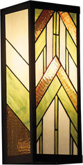RIVER OF GOODS Art Deco Stained Glass Outdoor Light Fixture - 16.25" H - Decorative Porch Light - Green