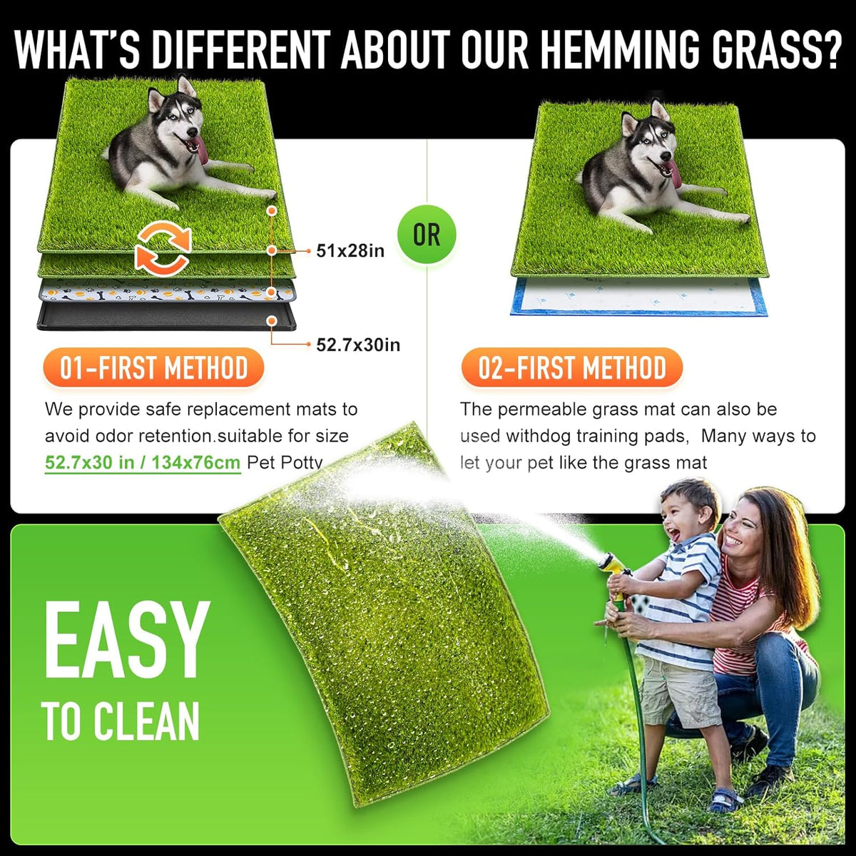 Hompet Artificial Grass for Dogs, 51"x28", Professional Dog Grass Mat, Easy to Clean with Drainage Holes, Potty Training Pad and Replacement Fake Grass Turf, Outdoor Rug Patio Lawn Decoration