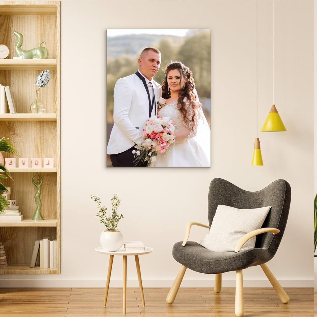 Custom Canvas Prints with Your Photos- Personalized Print Canvas Pictures, Custom Wall Art Gift for Living Room, Bedroom, Wedding Family Baby Pets Framed 12 x 16 inche