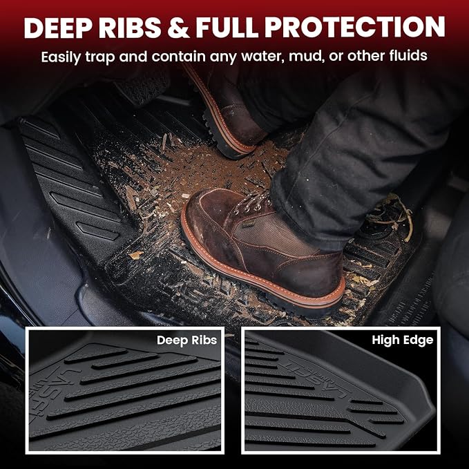 LASFIT Floor Mats for Chevrolet Cruze 2016-2019 (Not Fit 2016 Cruze Limited), All Weather TPE Custom Fit Floor Mats for Cars, 1st and 2nd Row Car Floor Mats for Cruze Accessories Black