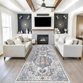 4x10 Washable Hallway Runner Rug: Oriental Living Room Entry Extra Wide Area Rug Ultra Soft Non Slip Runners for Kitchen Dining Room Stain Resistant Low Pile Floor Mat for Bathroom Bedroom(Brick,4x10)