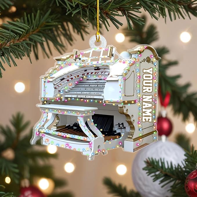 Mostefy Personalized Organ Christmas Ornament 2025, Custom Name Musical Instrument Holiday Decoration, Unique Pipe Organ Keepsake Gift for Musicians & Music Lovers (Organ2)