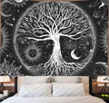 FORATER Tree of Life Tapestry Wall Hanging, Sun and Moon Aesthetic Wall Tapestry Black and White Tapestries Home Decor for Living Room Bedroom(53 x 61 Inch, Black and White)