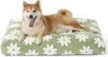 LE SURE Cute Aesthetic Dog Bed for Crate,Jacquard Thick Pet Pillow 35x22 | Shredded Chopped Foam,Modern Plush Crate Cushion Gift for Large Dog, Waterproof Washable Cover, Nonslip Bottom, Green