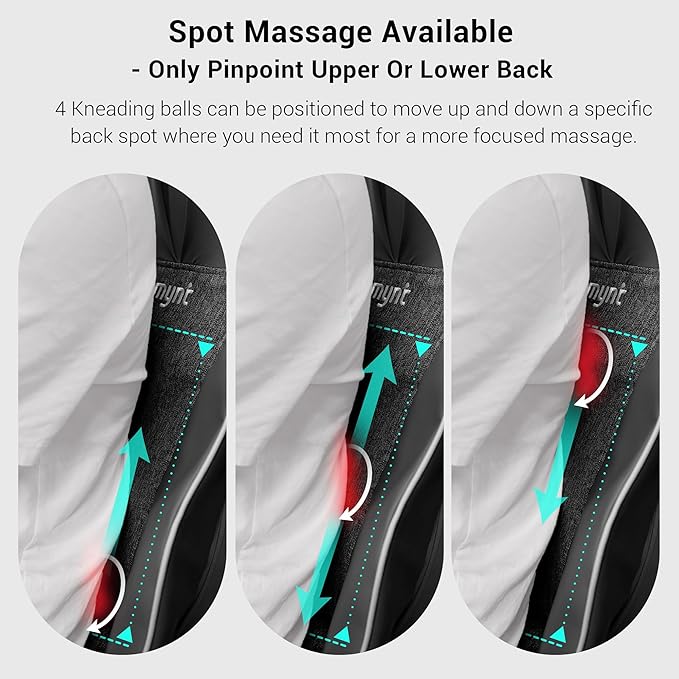 Mynt FSA Eligible HSA Approved Shiatsu Neck and Back Massager for Chair with 10 Deep Kneading Nodes, 2D & 3D Back Massage with Heat, Portable Spot Massage Chair Pad (Black)