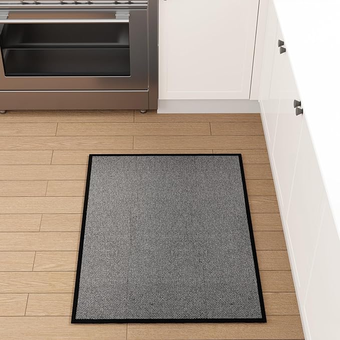 Kitchen Mat 1 PCS, Cushioned Non Slip Rugs for Kitchen Floor, Absorbent Runner Comfort Standing Mats Washable for Kitchen, Office, Home (Black, 24"x36")