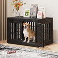42" Heavy Duty Dog Crate Furniture for Small,Medium and Large Dogs,Rustic Wooden Dog Cage Kennel Indoor Furniture with Waterproof Top,Decorative Pet House Side End Table (Black & Grey)