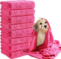 Peryiter 8 Pcs Dog Drying Towels Bulk 55'' x 28'' Pet Grooming Absorbent Microfiber Dog Bath Towels Quick Drying Puppy Bathing Towel for Small Medium Large Cats Pets Bathing Grooming(Pink)