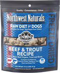 Northwest Naturals Freeze-Dried Beef & Trout Dog Food - Bite-Sized Nuggets - Grain-Free, High-Protein, Raw Diet, Human-Grade Ingredients, All Natural, Omega-3 for Skin & Coat, Made in USA, 12 Oz