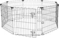 Amazon Basics Foldable Octagonal Metal Exercise Puppy / Dog Playpen - Indoor/Outdoor, Single Door, Extra Small (8 Panels, 24 x 24), Easy to assemble and store, 24" - Puppy, Black