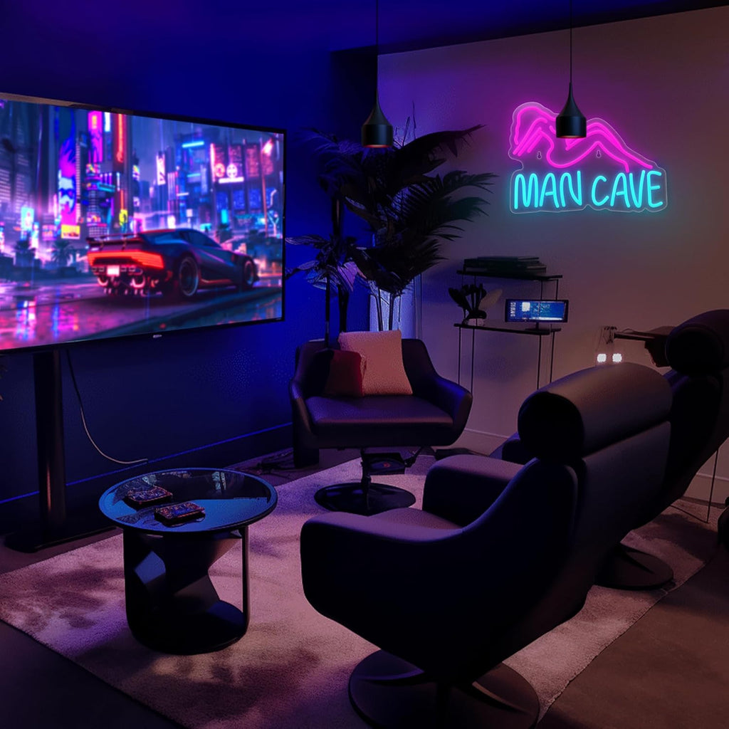 Man Cave Neon Signs Man Cave Neon Lights Sign USB Powered Dimmable LED Light for Bedroom Game Room Bar Pub Club Wall Decor Party