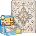 SCLOSE Washable Pee Pad for Dogs, 32" x 24" Reusable Puppy Pads Waterproof Dog Rugs, Super Absorbent, Leakproof, Dog Crate Pad, Playpen Mat, Whelping Pads, White Medallion