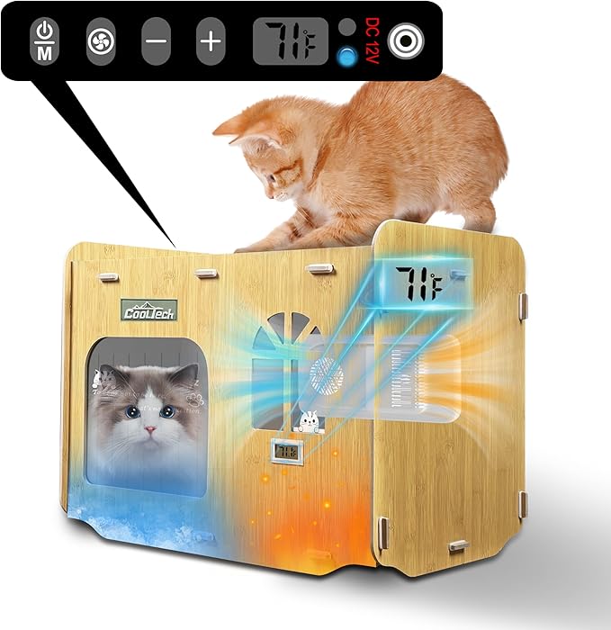 Air Conditioned Cat House for Outdoors – Self-Regulating Cooling & Heating Pet Bed with Turbo/Silent Modes, Bite-Proof & Easy Setup (Up to 15 lbs)
