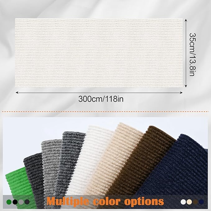 Cat Scratch Furniture Protector - 118" x 13.8" Trimmable Self-Adhesive Cats Claws Scratch Pads, DIY Cat Climbing Couch Protector for Scratch Post Cat Tree Replacement Indoor (Cream White)