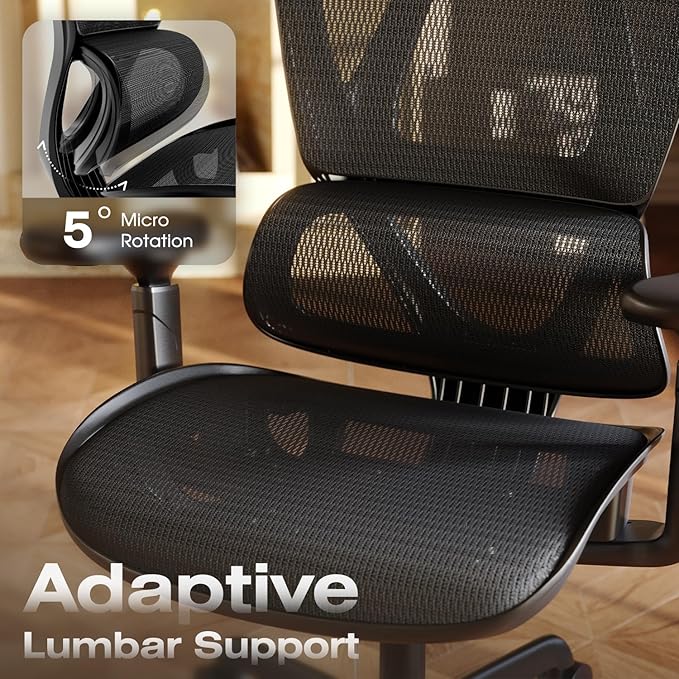 ELABEST T11 Ergonomic Office Chair,High Back Desk Chairs with Separate Lumbar Support,Magic Armrests,Adjustable Wide Headrest,Comfy Executive Computer Chair,Big and Tall Mesh Chair for Home Office