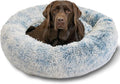 Best Friends by Sheri The Original Calming Donut Dog Bed for Large Dogs up to 100 lbs, Shag Faux Fur, Denim Blue, 36" x 36"