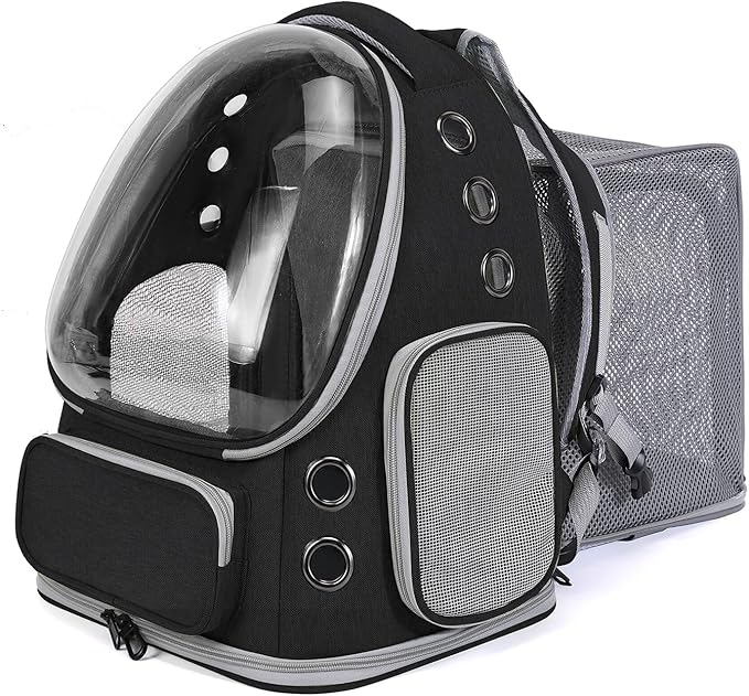 Cat Backpack Carrier for Large Cats, Expandable Cat Bubble Backpack, Dog Carriers for Small Medium Dogs, Airline Approved Pet Carrier for Travel Hiking Outdoor(Black)