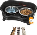 Neater Feeder Express Mess Proof Dog Bowls Elevated for Small Breeds Under 15 Lb, Made in USA, No Spill Raised Dog Food Bowl Stand, Stainless Steel Food and Water Bowl Set, Feeding Station, Black