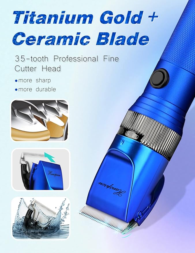 Dog Grooming Clippers, Professional 12V Heavy Duty Pet Clippers, Large Dog Shaver for Thick Coat,Plug-in Pet HairTrimmer with Guard Combs Brush for Dogs Cats