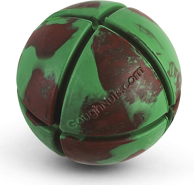 Goughnuts – Virtually Indestructible Ball - Guaranteed Dog Chew Toys for Aggressive Chewers Like Pit Bulls, German Shepherds, and Labs from 30-70 Pounds - Tough and Durable Natural Rubber - Green