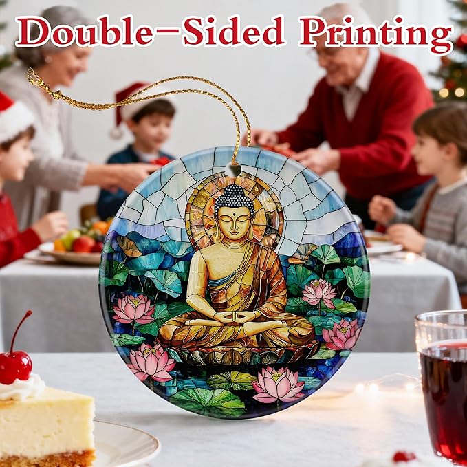 Buddha Ornament for Christmas Tree, Buddha Meditation Christmas Ornaments, Namaste Decor, Holiday Decor Gifts for Family, Friends & Yoga Lovers, Gift Exchange & Gift Idea, Giftbox Included