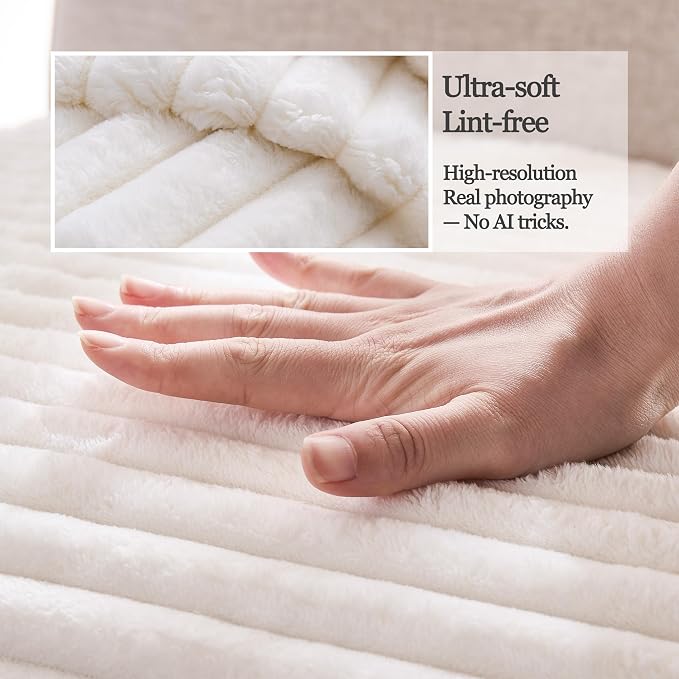 Waterproof Couch Cover for Dogs Non-Slip, Fuzzy Soft Pet Couch Covers for Sofa, Pet Friendly Area Rug Dog Bed Covers Washable Sofa Cover Mat (White, 58" x 82" 1 Pack)